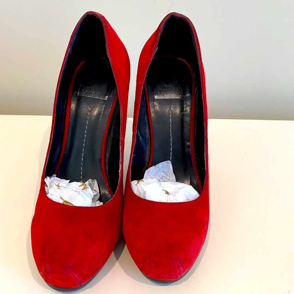 DV red suede pumps 5” size 6.5